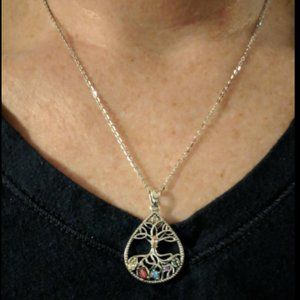 Silver Necklace for Women, Family Tree of Life